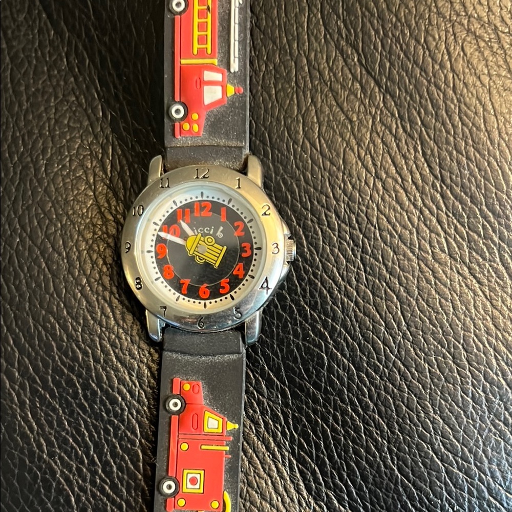 Kids Fire Truck Watch with Black Strap